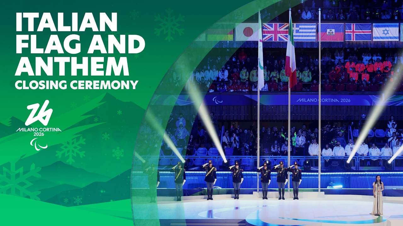 Italian Flag & National Anthem 🇮🇹❄️ Milano Cortina 2026 Paralympic Closing Ceremony