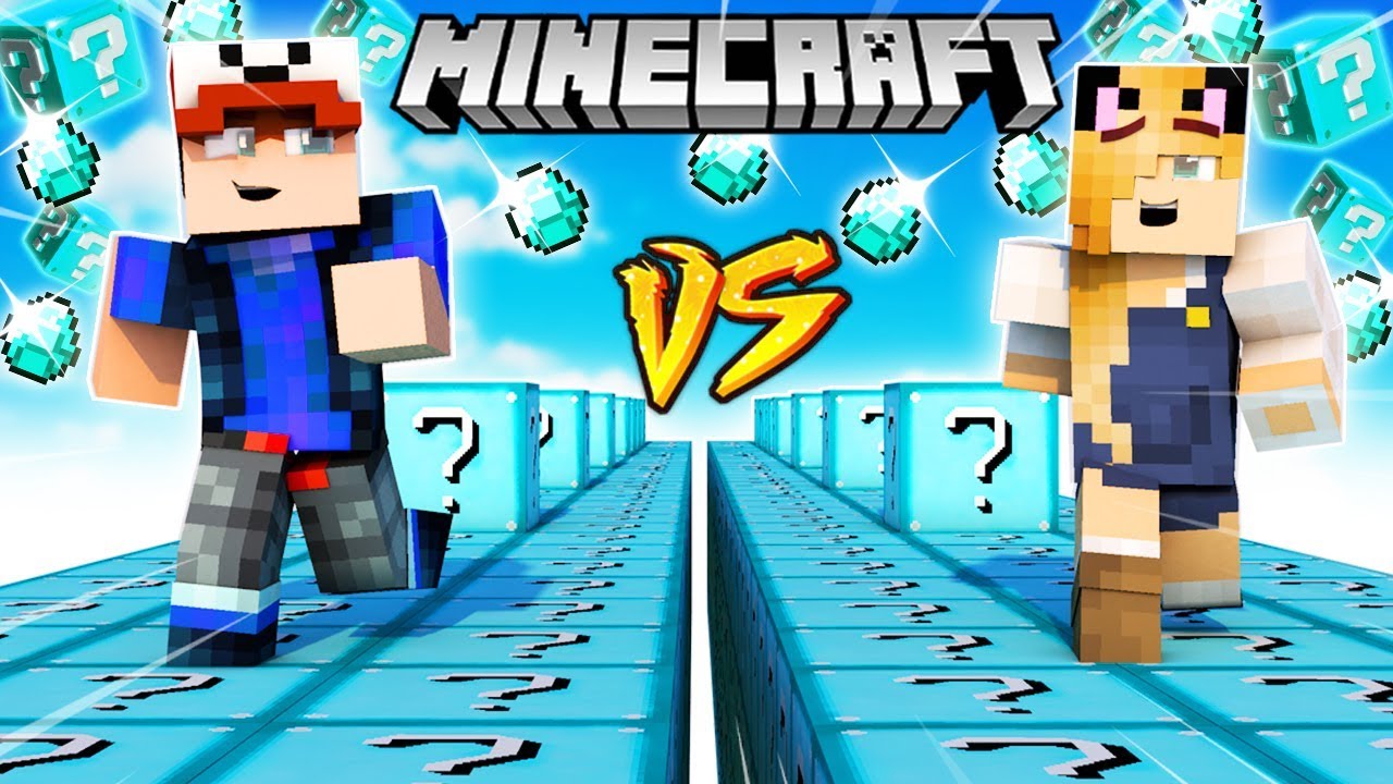 SZALONY WYŚCIG! - DIAMENTOWE LUCKY BLOCKI MINECRAFT! (Lucky Block Race) | Vito vs Bella