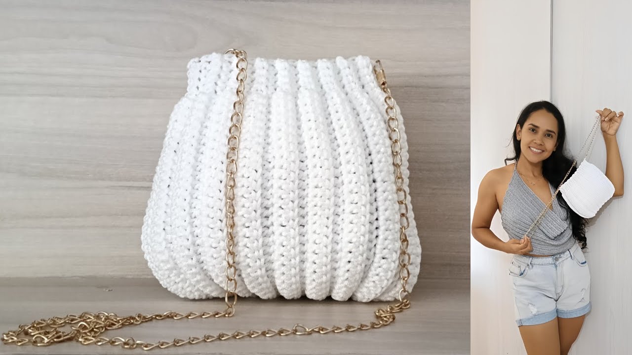 Hermoso bolso tejido a crochet f&aacute;cil de realizar (en 5 minutos 😱)