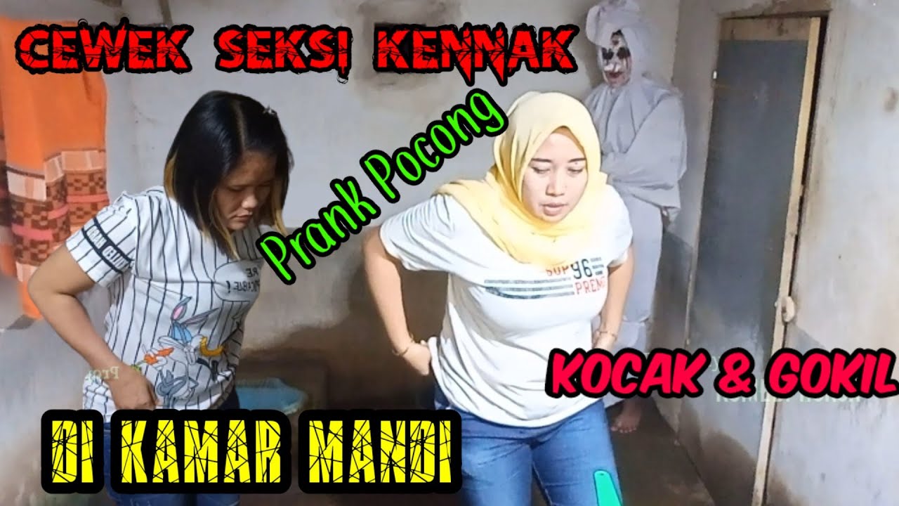 CEWEK SEKSI KENNAK PRANK POCONG DI KAMAR MANDI#prankhantulucu #funnyvideo #virall #