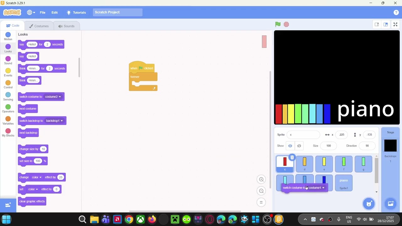 how to build a piano in scratch
