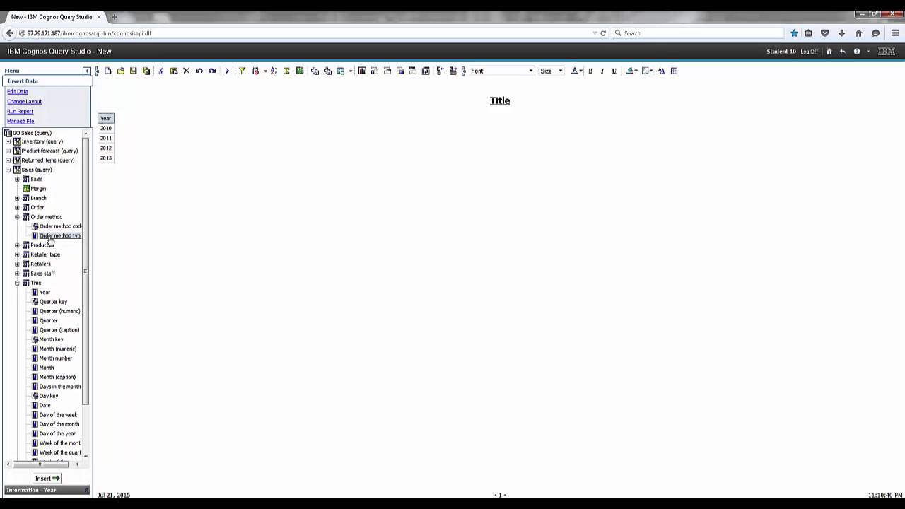 IBM Cognos Query Studio Training - Create Crosstab Reports Demo 2-1 || Cresco International