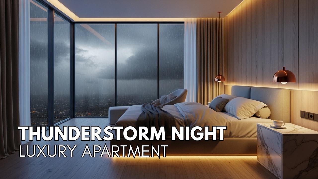 Thunderstorm Night in a Luxury Apartment | Rain Sounds for Sleep