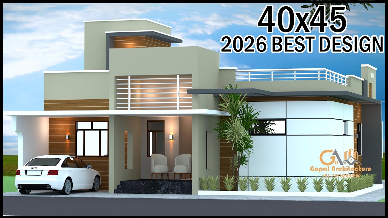 Проект дома 40x45 с 4 комнатами, лучший проект виллы 2026 года, Gopal Architecture.