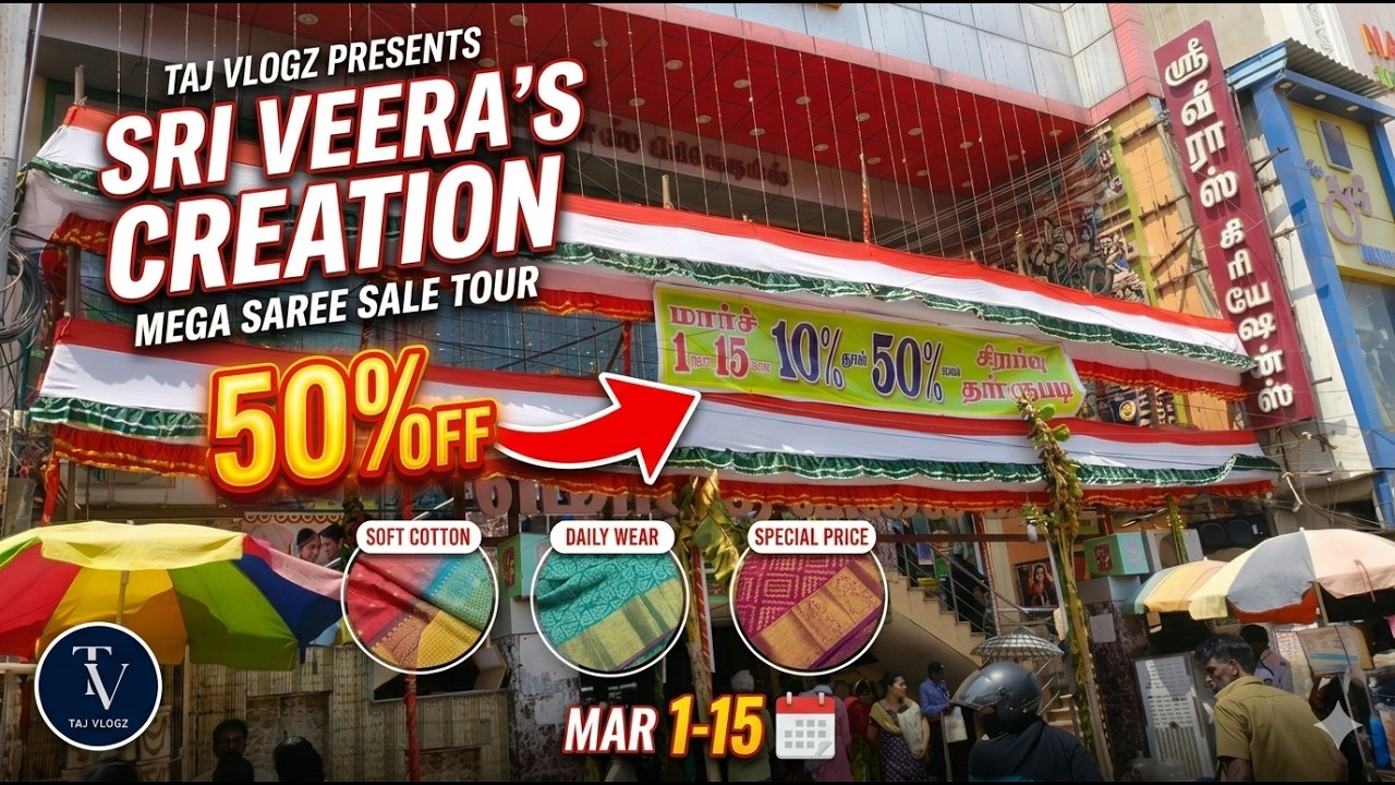 Sri Veera's Creation March Discount Sale! 🔥 Best Poonam Saree Collections & Prices | Taj Vlogz