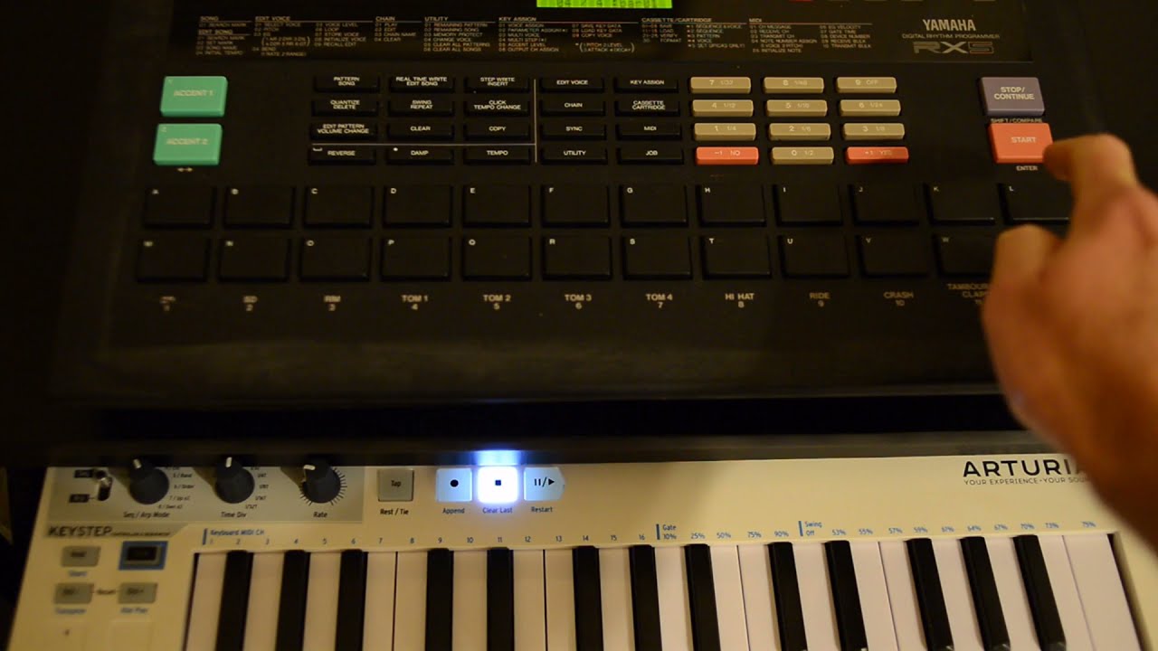 Arturia Keystep as Drum Sequencer for Vintage Drum Machine Yamaha RX 5 - Demo (No Talking)