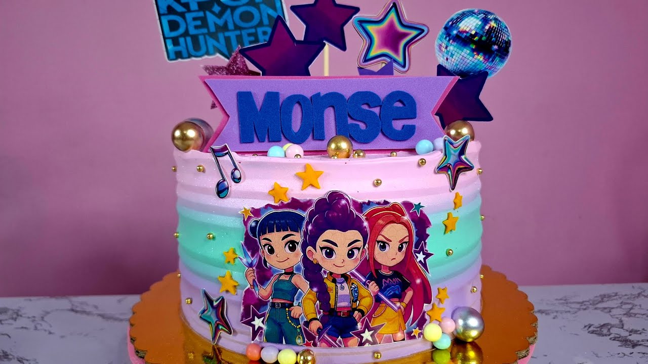 PASTEL GUERRERAS KPOP DEMON HUNTERS PASO A PASO #viralcake #cakedecorating #parati #pasteles