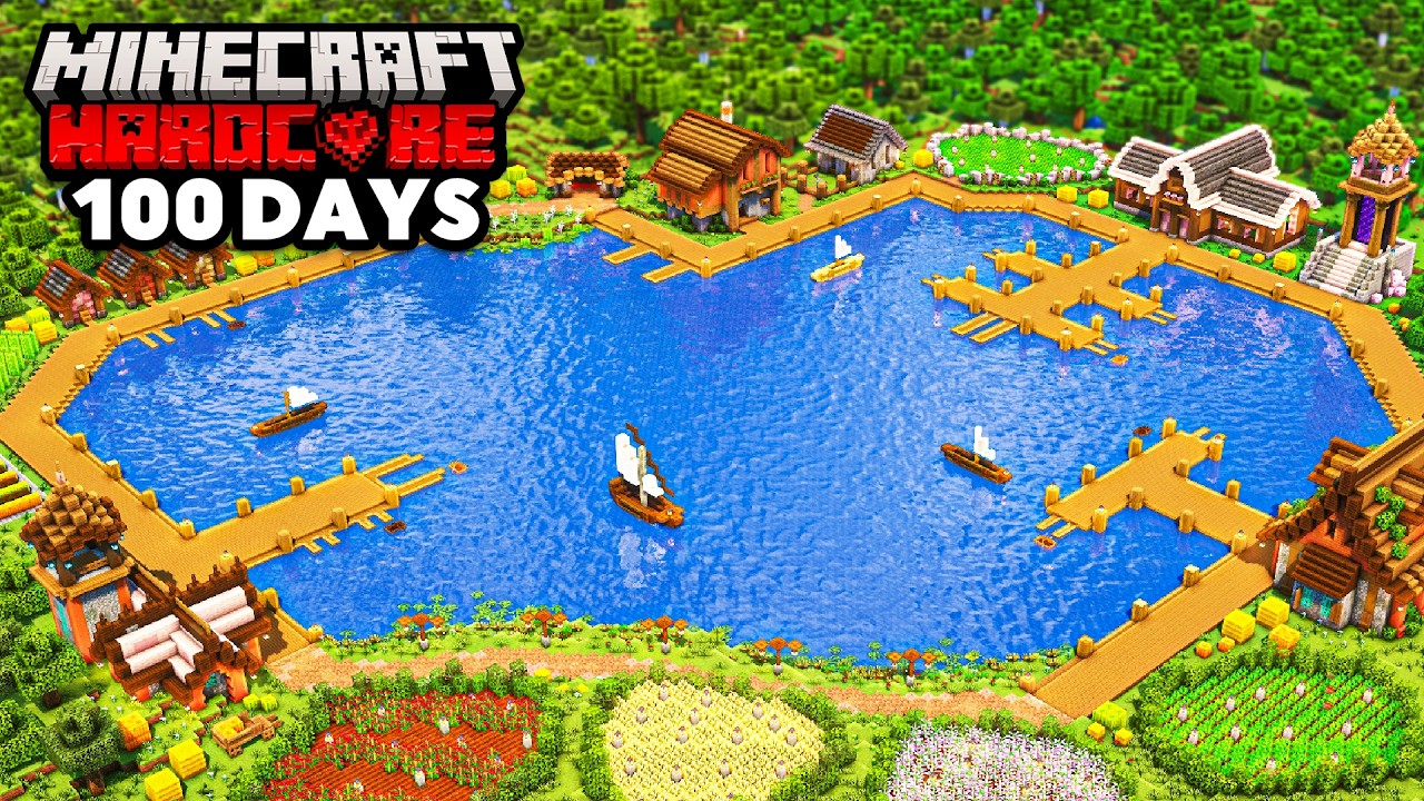 I Survived 100 Days on a LAKE in Minecraft Hardcore