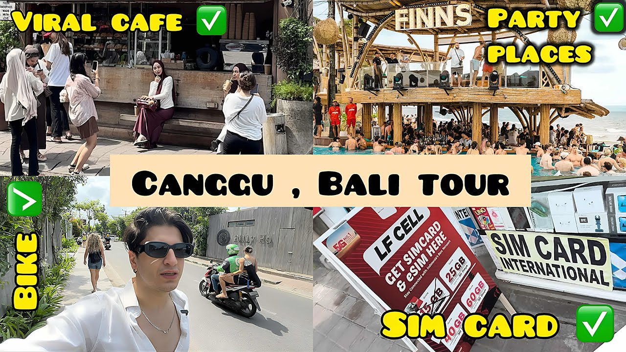 CANGGU , BALI Virtual Tour | SIM , SURF , PARTY PLACES , INDIAN RESTAURANTS , GYM , BEACH , GRAB CAB