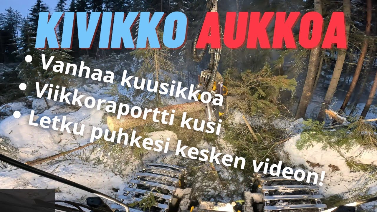 Avohakkuuta jonkinlaisessa kivikko maastossa ja letkukin puhkesi. VR58 Ponsse Scorpion K H7 AC FC