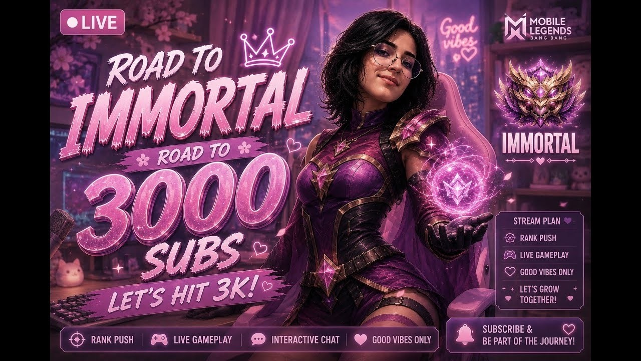 👑 ROAD TO IMMORTAL ⚔️  | MLBB LIVE | GAMEPLAY 🔥 | GIVEAWAY TOURNAMENT SOON | ROAD TO 3K SUBS 💖