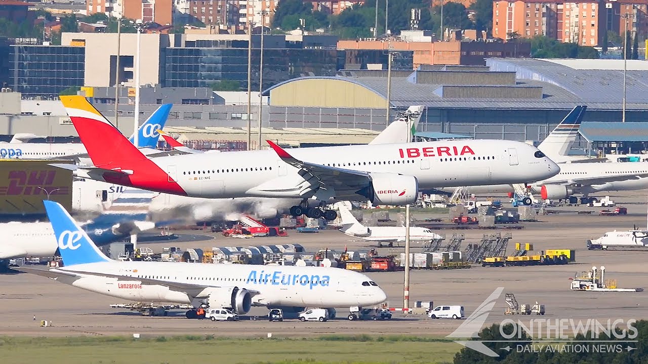 Iberia Airbus A350 landing in Madrid