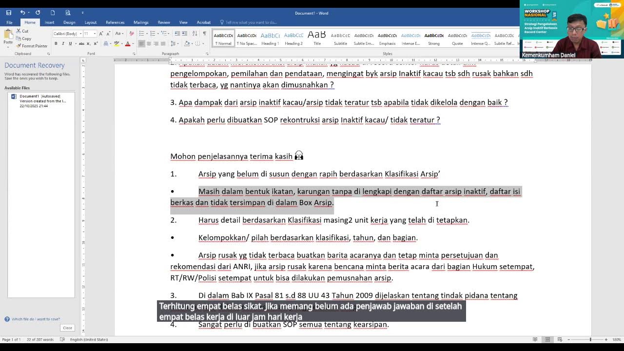 #2 Workshop 38JP: Strategi Pengelolaan Arsip Inaktif Berbasis Record Center