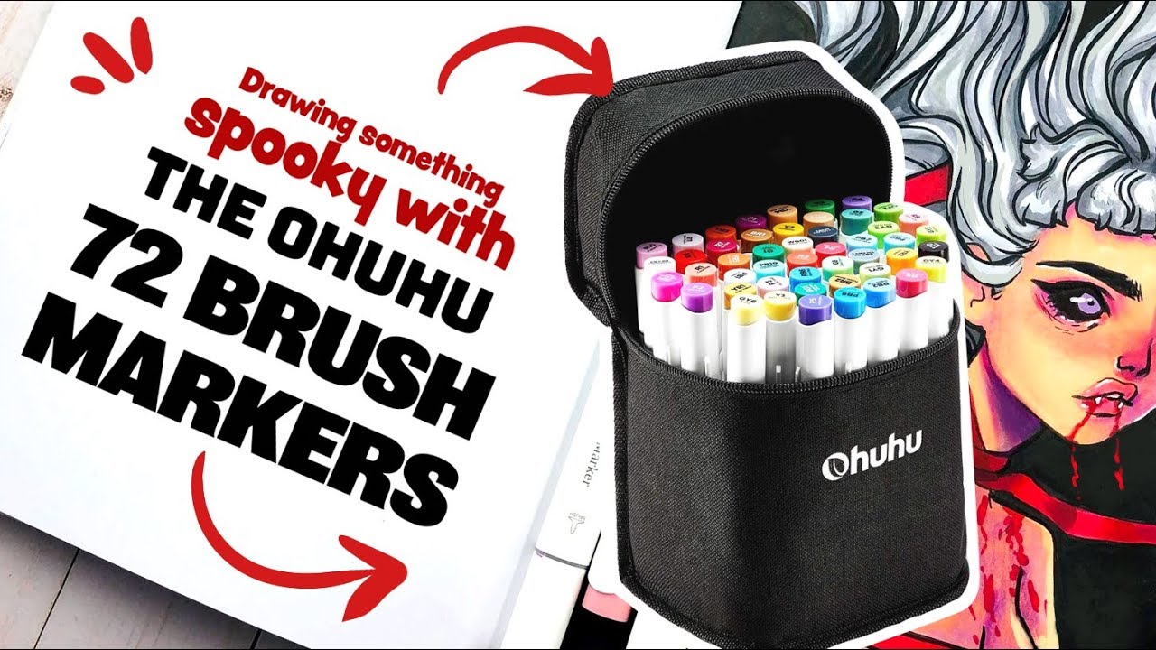 how SPOOKY can I make my art- using the Ohuhu 72 Brush Markers and Arteza Colored Pencils