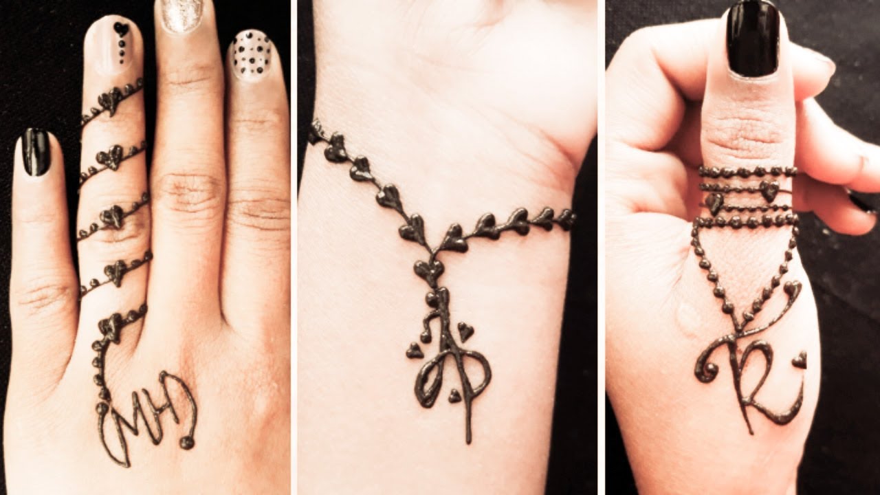 M❤H| A❤P| T❤R|| Couple alphabet jewellery mehndi design