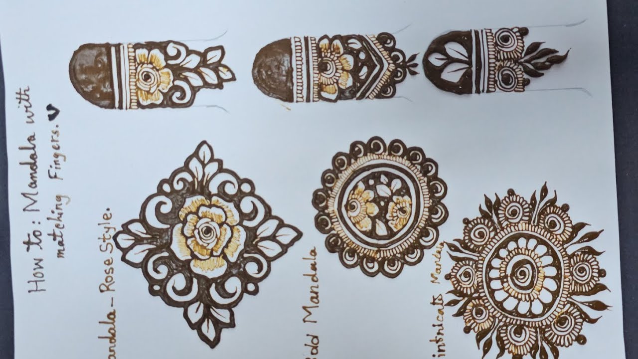 How to : Different types of Mandala rose,Bold &Intricate &matching finger designs 