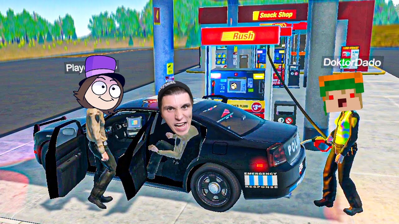 Drei POLIZISTEN klauen Benzin an der Tankstelle