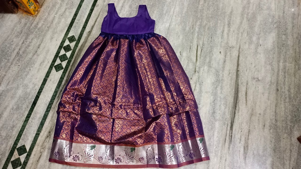 6 to 7 years baby pattu parikine cutting and stitching..