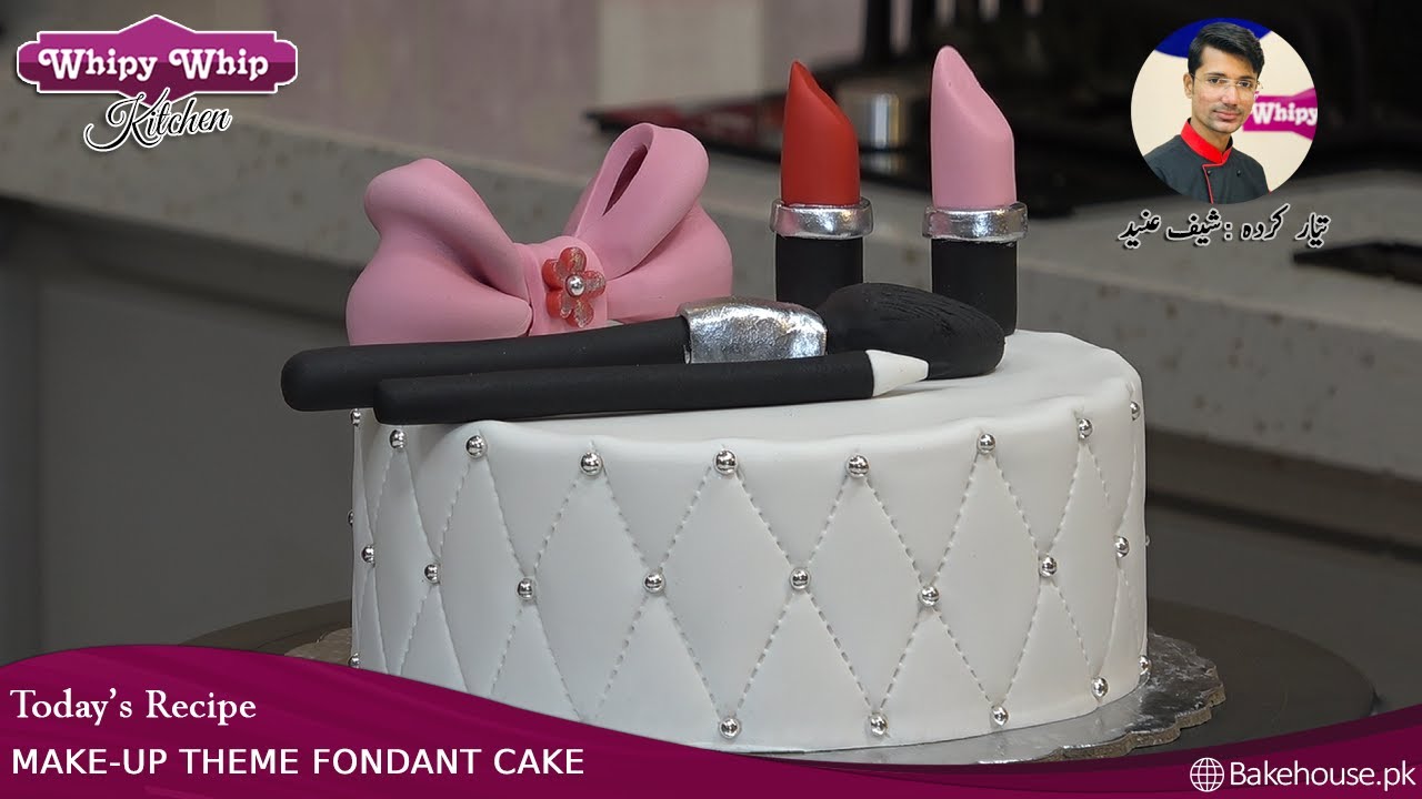 HOW TO MAKE MAKE-UP FONDANT THEME CAKE| MILKYZ FOOD |EPISODE 2| WITH ENGLISH SUBTITLES