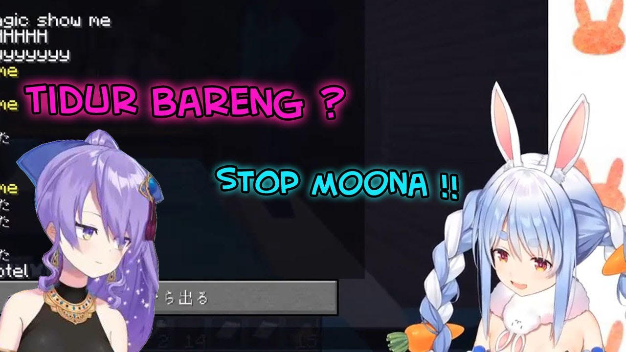 [ Hololive sub indo ] moona ngajak tidur bareng pekora !?