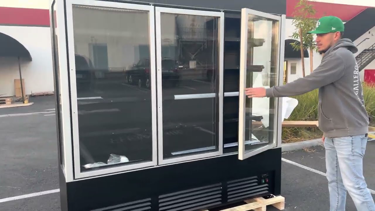 Commercial Glass 3 Door Display Refrigerator Merchandiser - Upright Beverage Cooler With LED Light