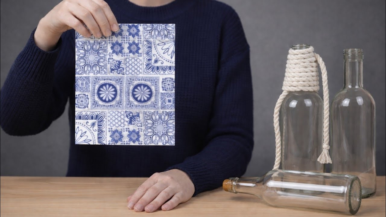 A RECYCLING PROJECT YOU'LL FIND AMAZING WITH A NAPKIN AND A GLASS BOTTLE 🤩 ♻️