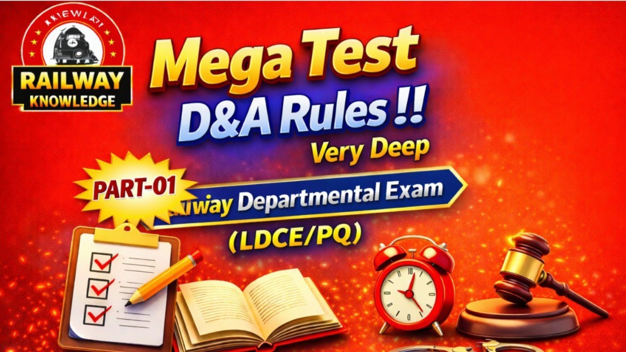 Mega Test !! D&A Rules !! PART-1 !! Railway Departmental Exams(LDCE/PQ) !! By R.V.Sir