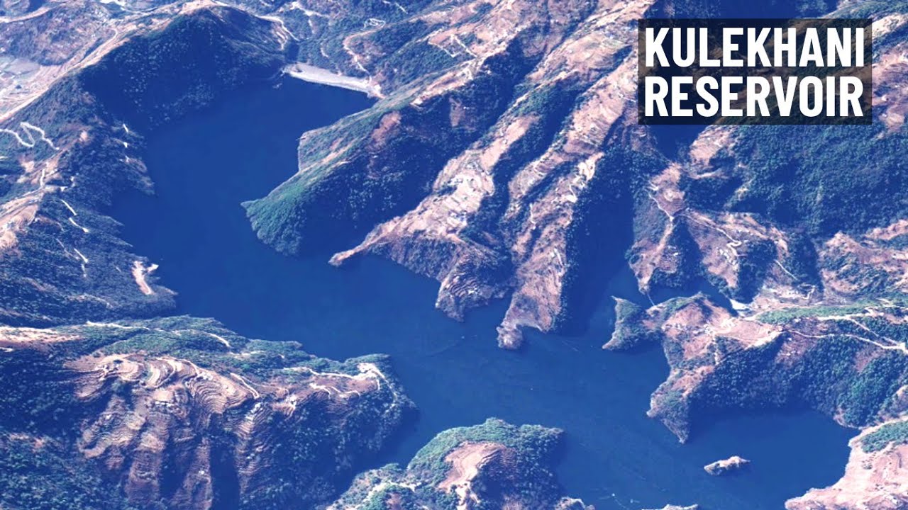 Kulekhani Reservoir aerial *virtual tour. Kulekhani dam Nepal. Kulekhani Hydropower Reservoir