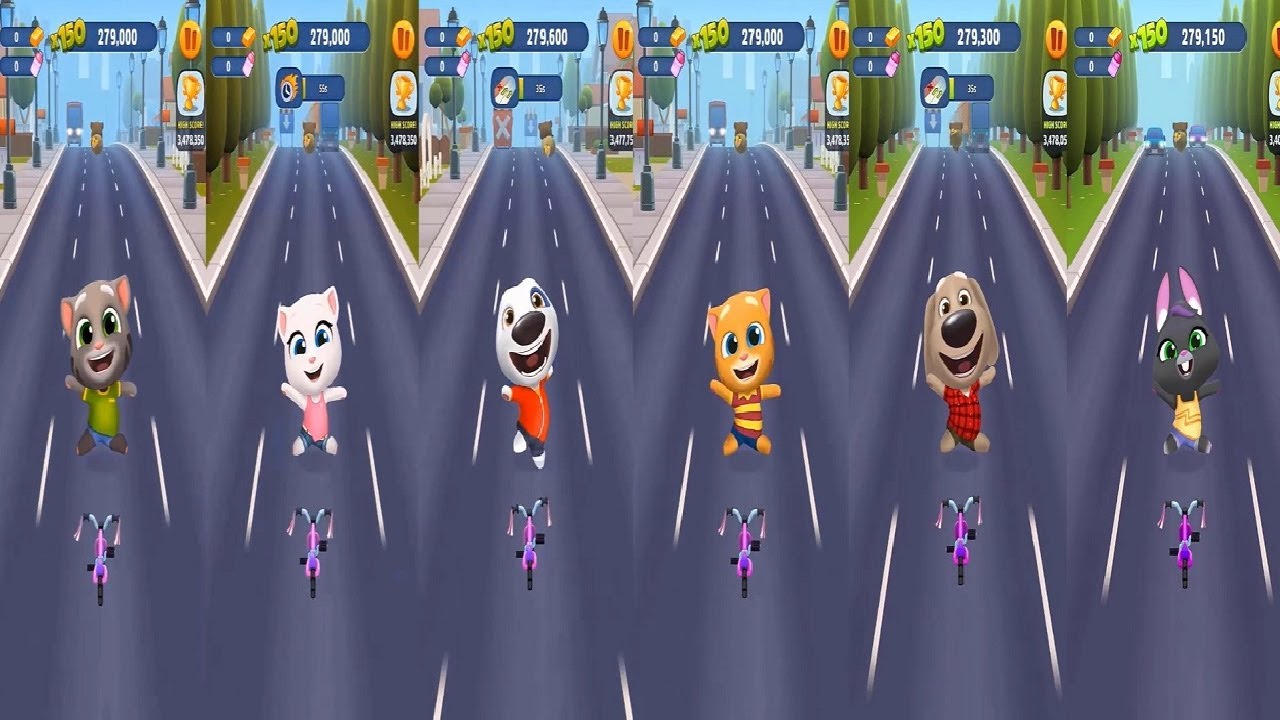 Talking Tom Gold Run New Update Cycle Tour eventTalking Tom VS GINGER Angela HANK  BEN Becca