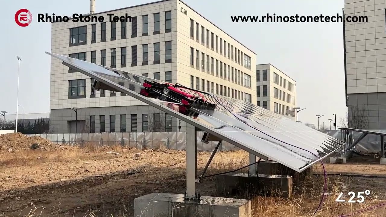 RHINO700-EC6 | Slope Test (10°–30°) | Strong Grip & Stable Solar Panel Cleaning Robot