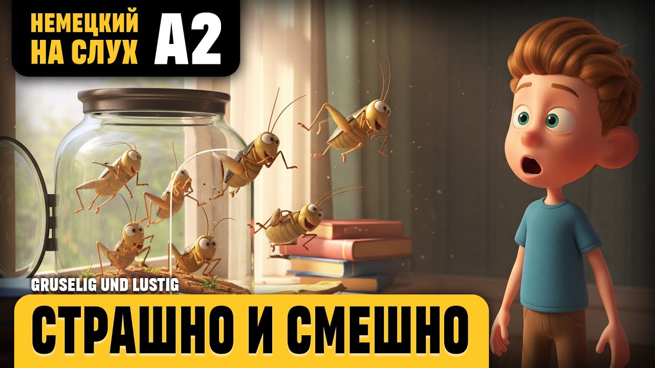 Страшно и смешно. Веселый рассказ (уровень А2). Немецкий на слух.