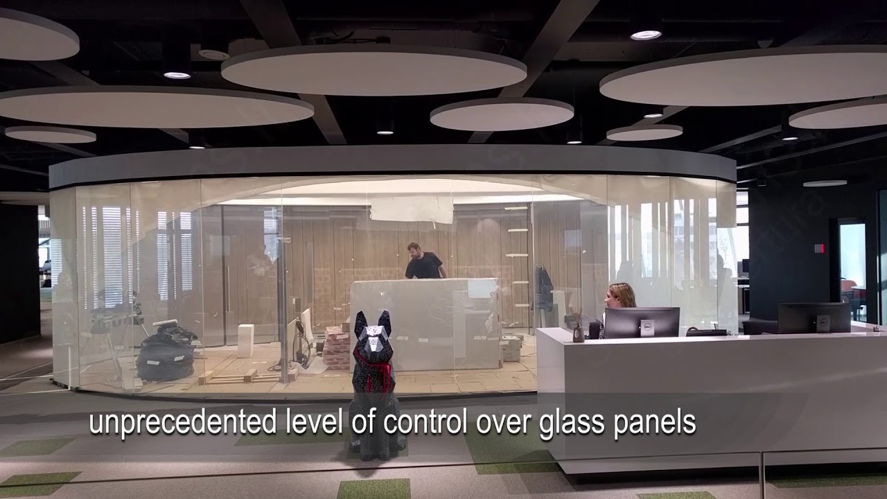 Control your glass transparency with Smart Film. Example at TELE2 Office Vilnius, Lithuania