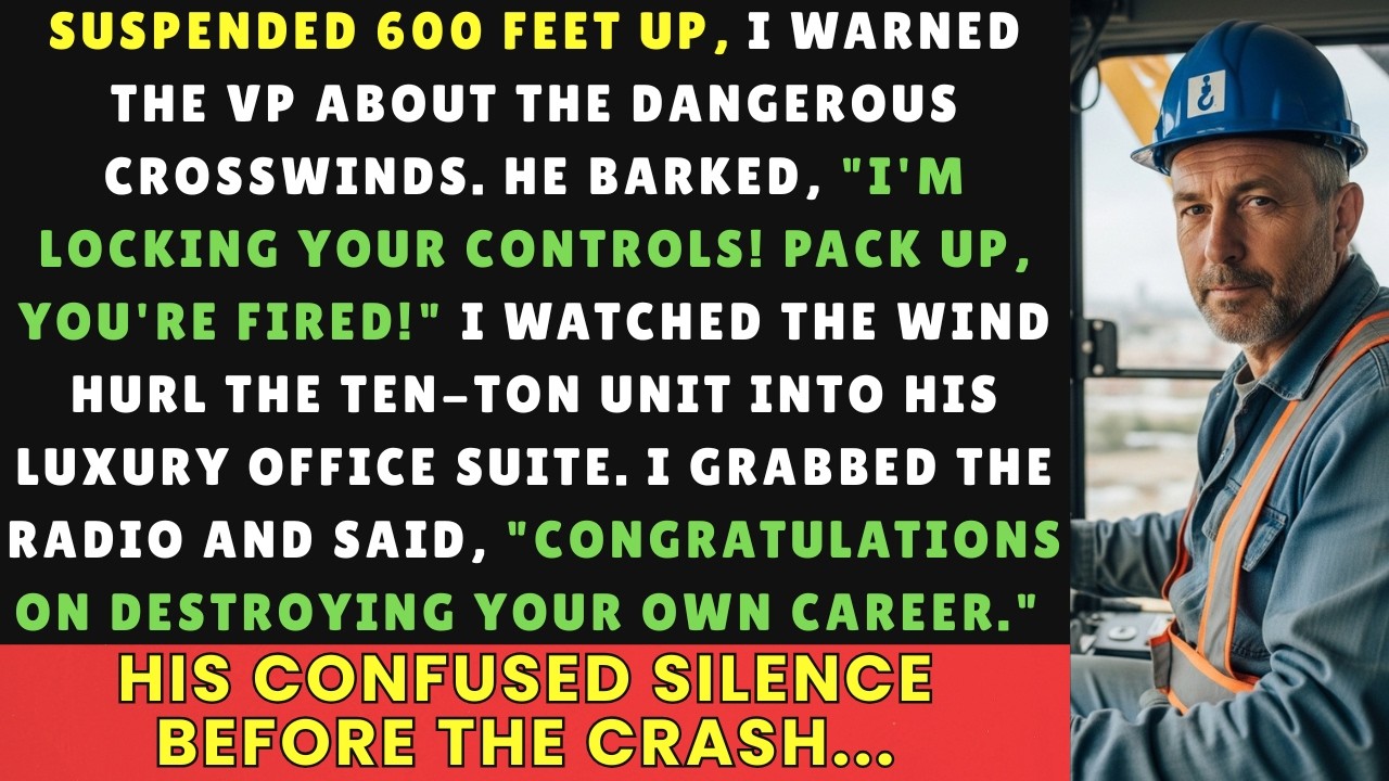 I Warned VP About Crosswind But He Fired Me 600ft Up—I Let Wind Hurl 10 Ton Unit Crushing His Office