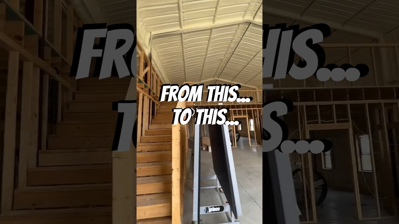 From Red Iron Metal Building Framing to a Completed #MetalBuilding with #sprayfoam  #insulation 🤩