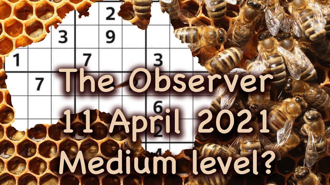 Sudoku – The Observer 11 Apr 2021 Medium level?