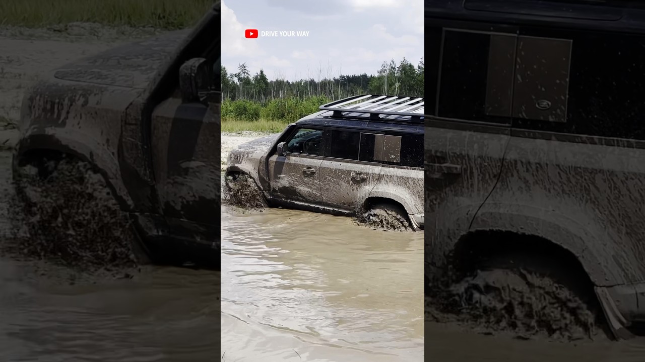 LR Defender with a bad tyres in the mud - watch the full video of big off road test on our channel!