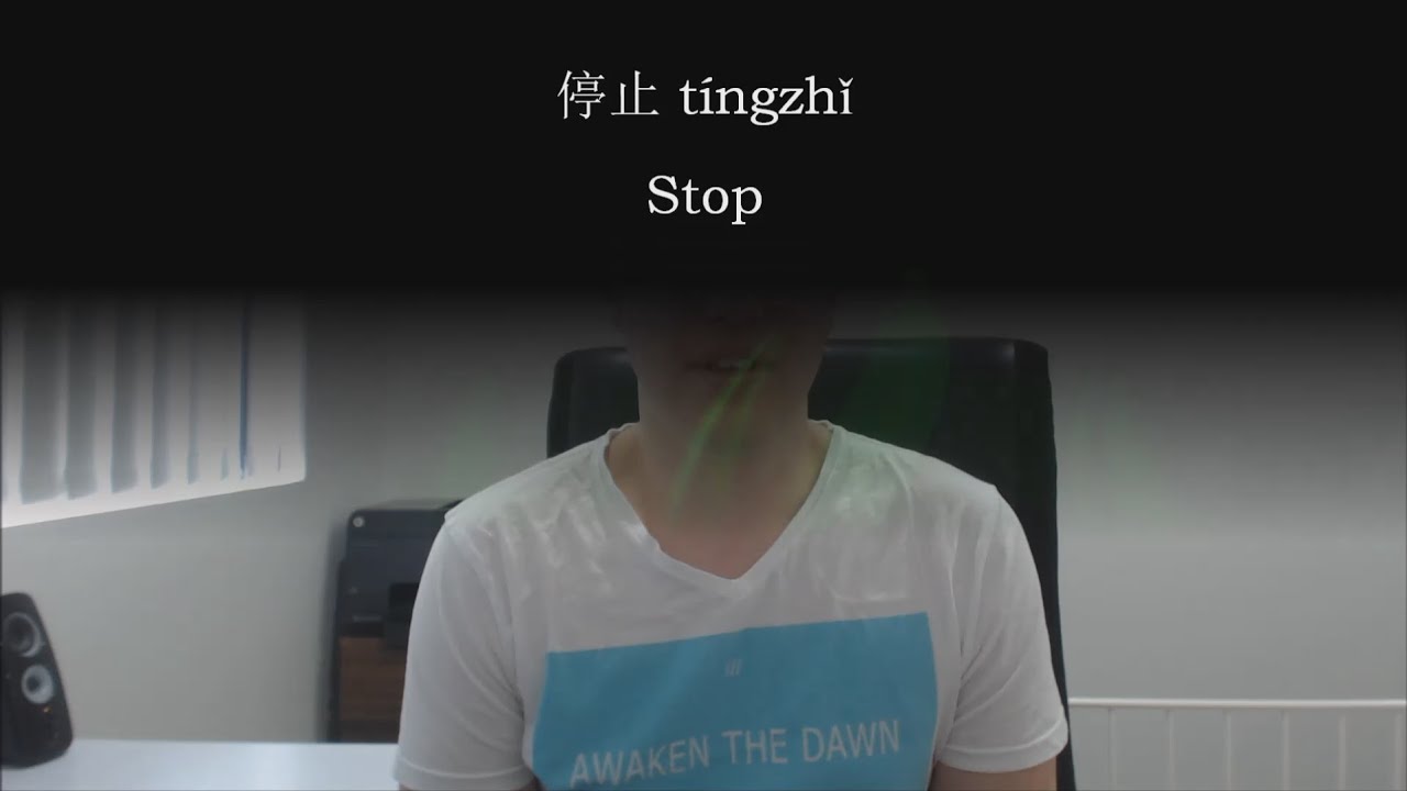 Chinese Word: 停止 t&iacute;ngzhǐ -- stop