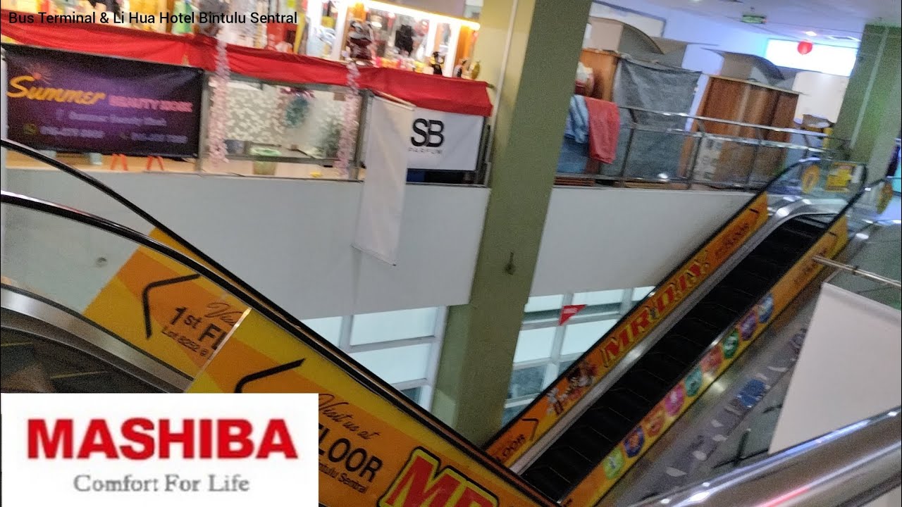 Retake all Mashiba Escalator & Mitsubishi Elevator at Bus Terminal & Li Hua Hotel Bintulu Sentral 