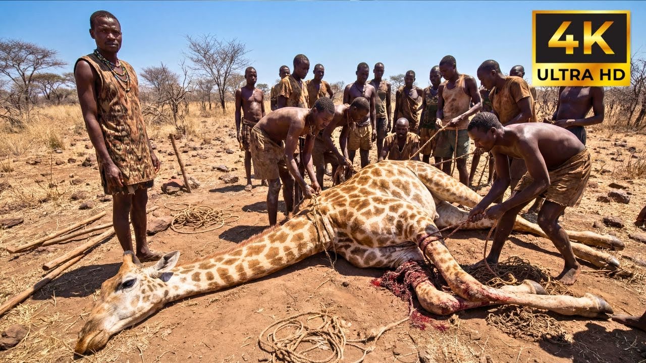 Mira Cómo La Tribu Hadzabe Caza Jirafas Salvajes En África — Se Alimentan Durante SEMANAS