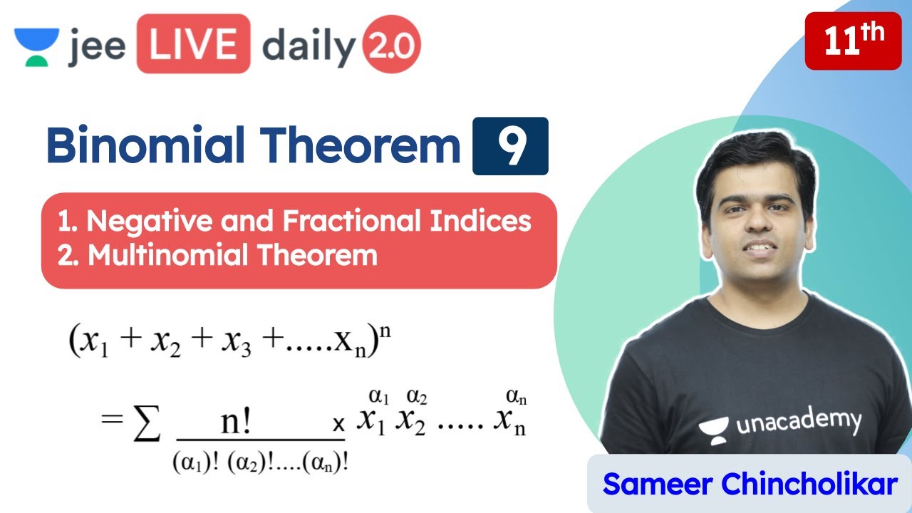 JEE: Binomial Theorem L9 | Multinomial Theorem | Unacademy JEE | JEE Maths | Sameer Chincholikar