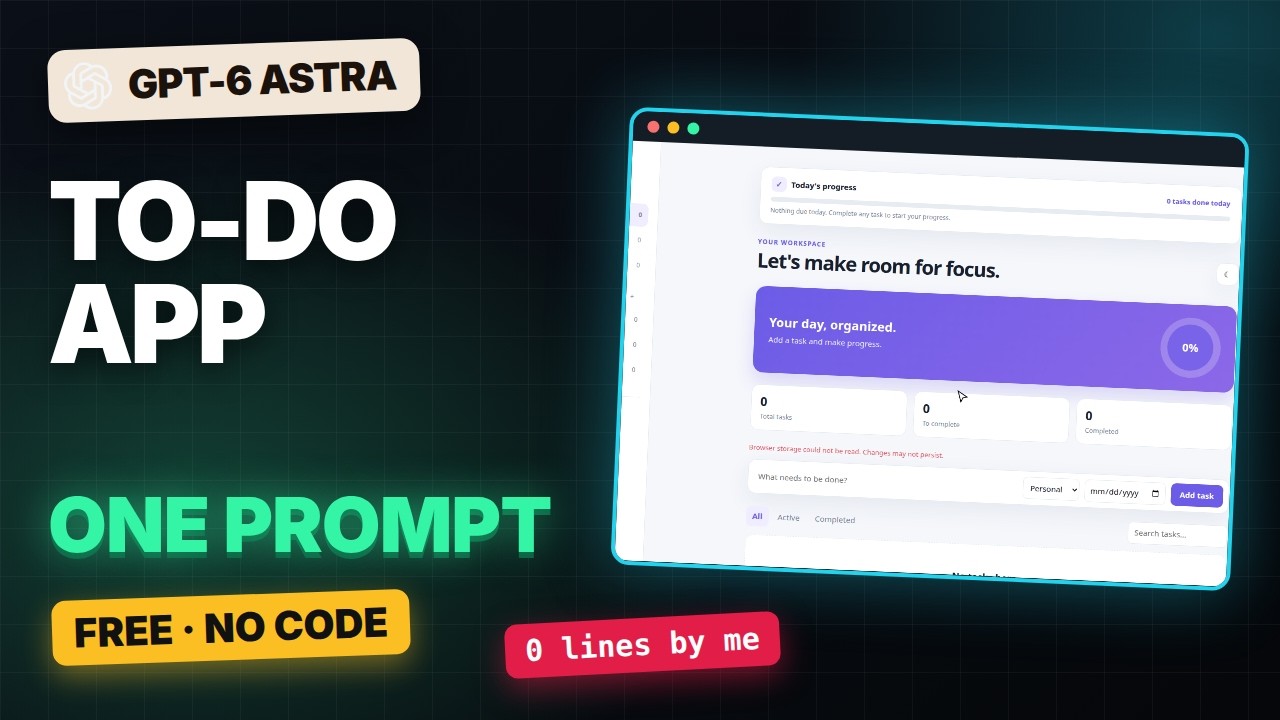 I Built a To-Do App with One Prompt &mdash; GPT-6 Astra, Free, No Code