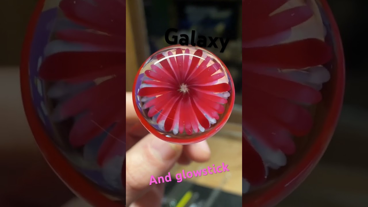 Implosion pendants with galaxy and glowstick #glassblowing #borosilicate