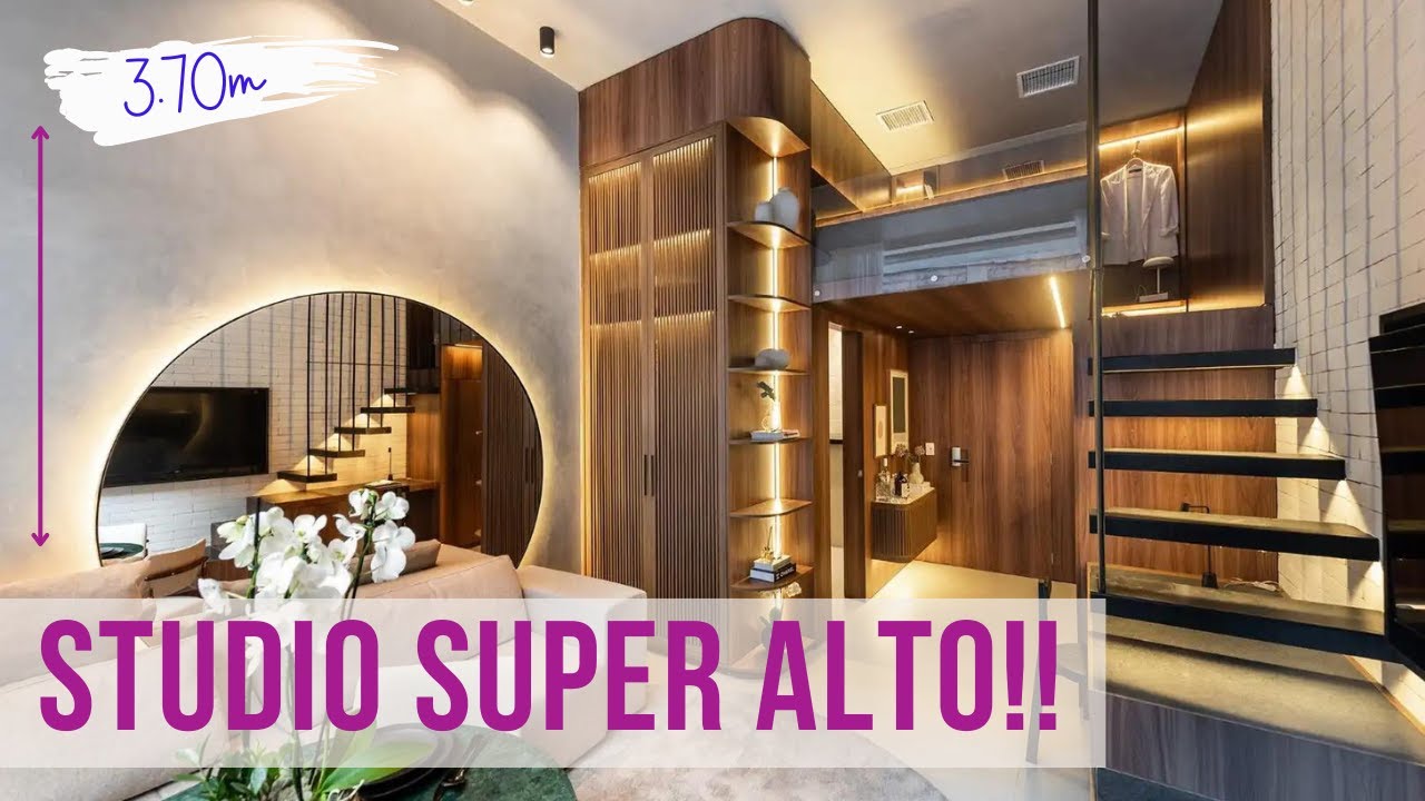 TOUR STUDIO 22M² COM SALA ENORME E CAMA NO ALTO! LINDO DEMAIS 😍