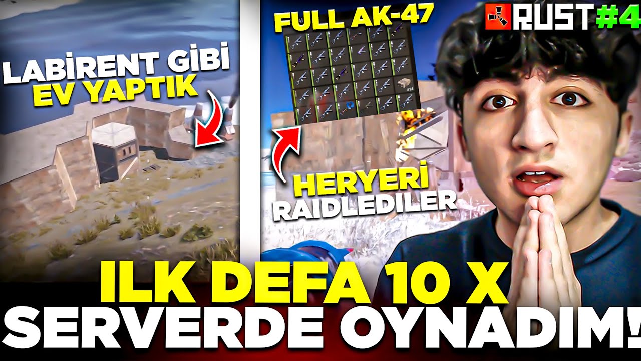 İLK DEFA 10X SERVER OYNADIM! LABİRENT GİBİ EV YAPTIK! 😱 ( HER YERİ RAİDLEDİK! ) - RUST