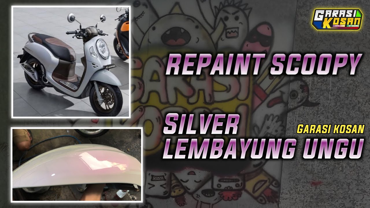 REPAINT SCOOPY WARNA SILVER LEMBAYUNG UNGU