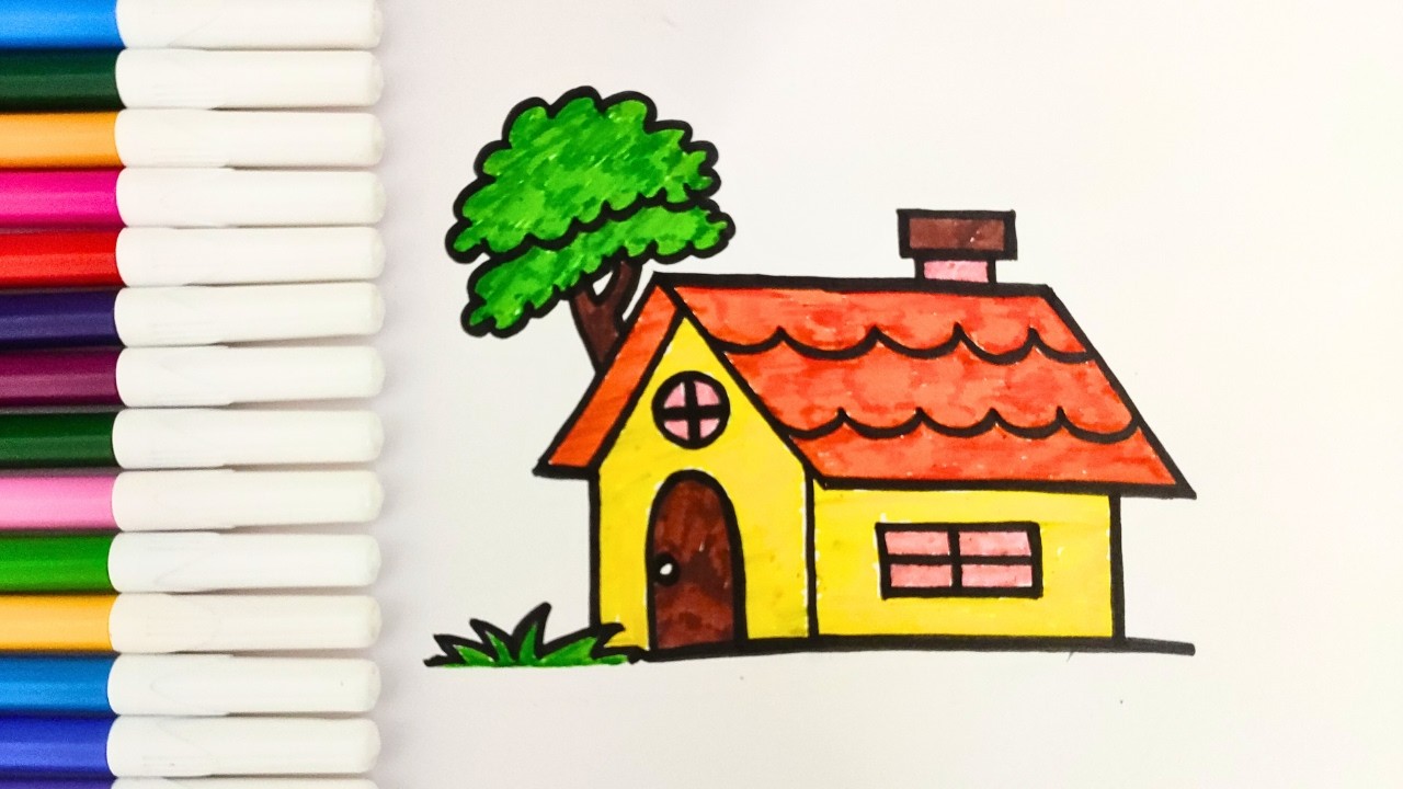 How to Draw a House for Kids 🏡 | Easy Step-by-Step House Drawing & Coloring for Beginners