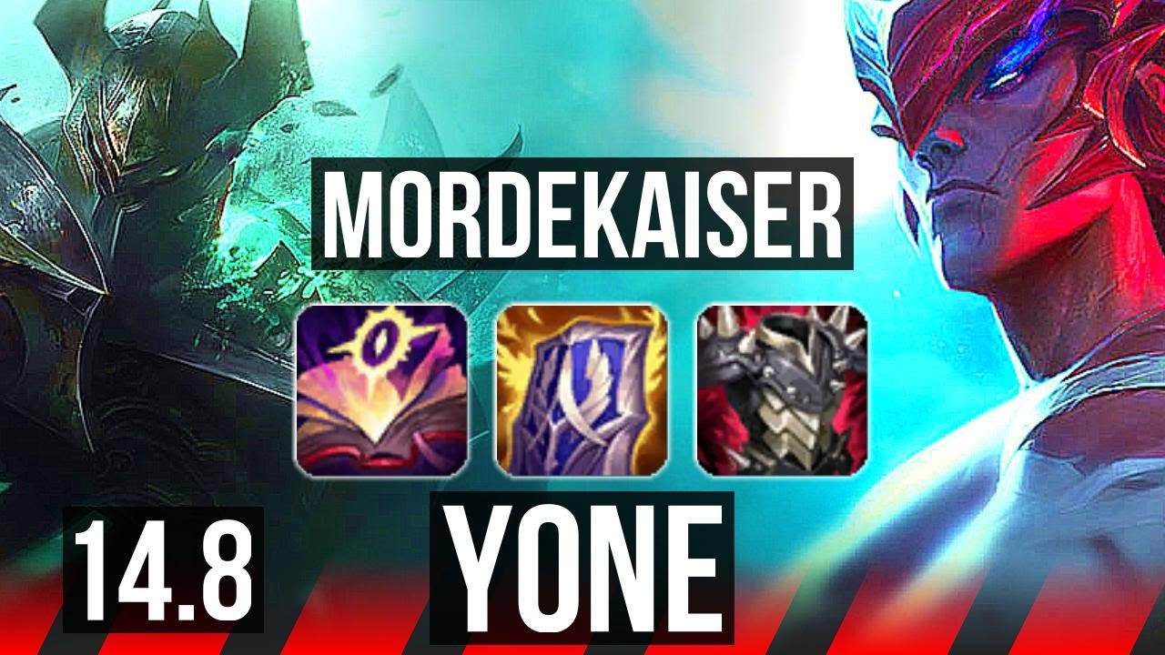 MORDEKAISER vs YONE (TOP) | 10 solo kills, 500+ games, 17/4/4, Dominating | BR Grandmaster | 14.8