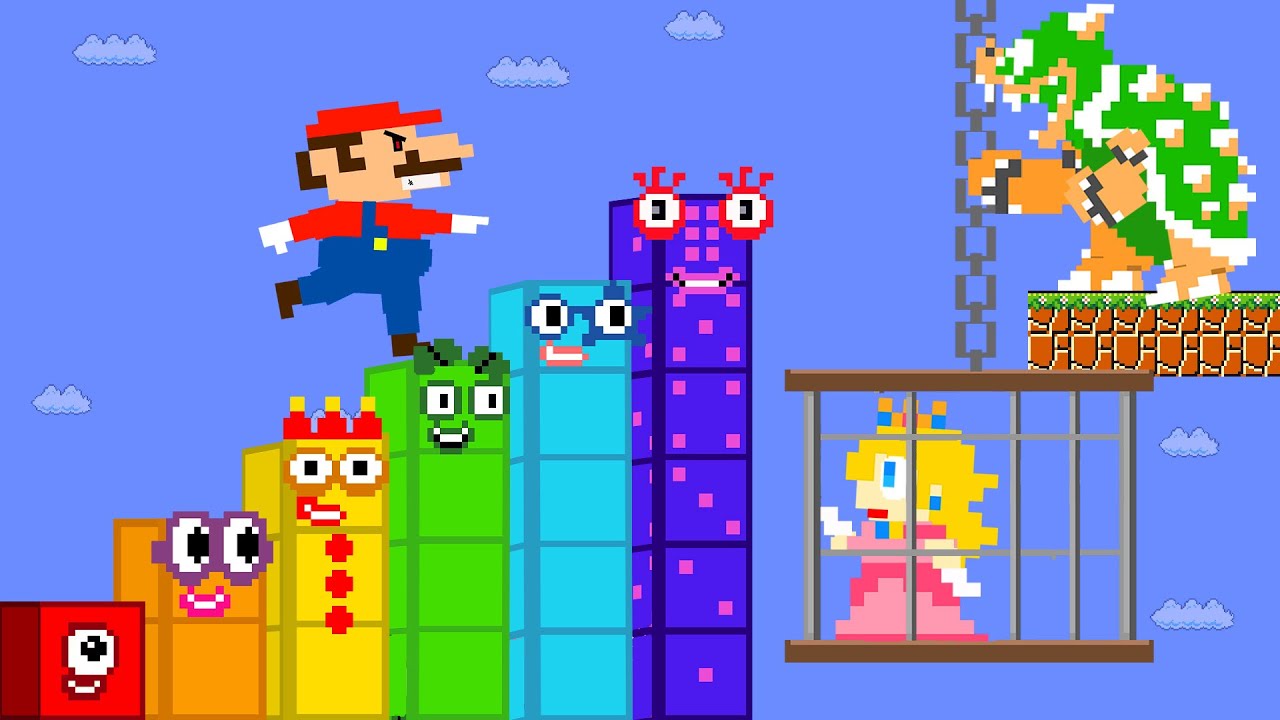 Mario Rescue Peach and Numberblocks Mix Level Up Calamity Maze | Game Animation