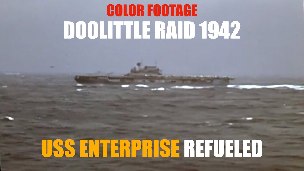 USS Sabine (AO-25) UNREPs USS Enterprise (CV-6) during Doolittle raid. APRIL 17, 1942.