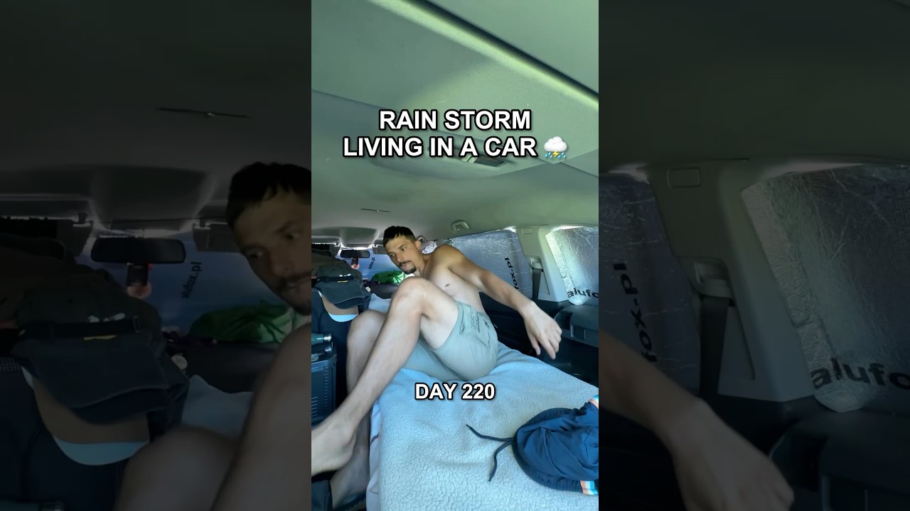 Rain Storm Living in a Car ⛈️ | Day 220 #vanlife #carlife